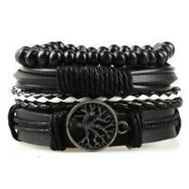 Pulseira Couro Masculina Feminina Ajustável Rock Ancora