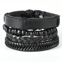 Pulseira Couro Masculina Feminina Ajustável Rock Ancora