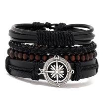 Pulseira Couro Masculina Feminina Ajustável Rock Ancora