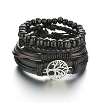 Pulseira Couro Masculina Feminina Ajustável Rock Ancora