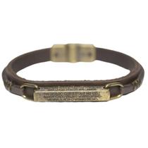 Pulseira Couro Masculina Pai Nosso Marrom