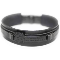 Pulseira Couro Masculina Rota 66 - Black Edition Pulseira Couro Masculina Rota 66 - Black Edition