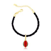 Pulseira Couro Trançado Melancia Pingo Doce Pulseira Couro Trançado Melancia Pingo Doce