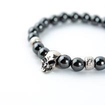 Pulseira Crânio Skull Pedra Hematita 8mm Proteção