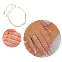 Pulseira cravejada zircônias banhado a ouro com garantia