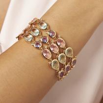 Pulseira Cristais Banhada a Ouro Pulseira Cristais Banhada a Ouro