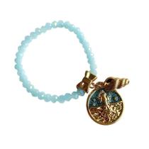 Pulseira Cristais Pingente Iemanja E Concha Banho Ouro 18K Pulseira Cristais Pingente Iemanja E Concha Banho Ouro 18K
