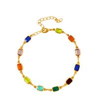 Pulseira cristais retangulares banhada a ouro