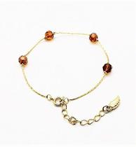 Pulseira Cristal Cor Âmbar Banho De Ouro 18k 2514