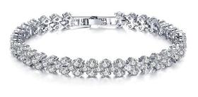 Pulseira Cristal Diamante Prateada e Dourada