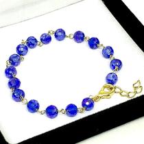 Pulseira Cristal Facetado Banho De Ouro 18k 706