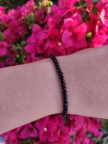 Pulseira Cristal Preta Banhada a Ouro 18k Ref.25501