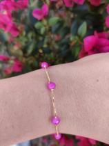 Pulseira Cristal Rosa Banhada a Ouro 18k Ref.42331