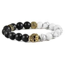 Pulseira Crucible em aço inoxidável banhada a ouro Skull Howlite