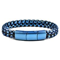 Pulseira Crucible Matte Finish em aço inoxidável banhado a azul