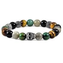 Pulseira Crucible Stainless Steel Skull Onyx Labradorite