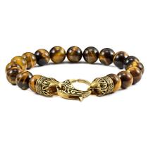 Pulseira Crucible Tiger Eye Stone Beads em ouro antigo de 20 cm