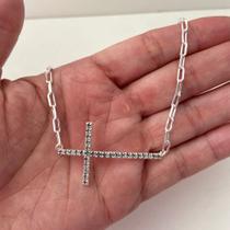 Pulseira Crucifixo Deitado em Zircônia Semijoia Feminina com Significado Simonatto Banho:Ouro18k Pulseira Crucifixo Deitado em Zircônia Semijoia Feminina com Significado Simonatto Banho:Ouro18k