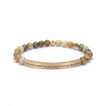 Pulseira cusurlove Inspirational Christian Bamboo Agate Gold Pulseira cusurlove Inspirational Christian Bamboo Agate Gold