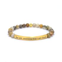 Pulseira cusurlove Inspirational Christian Bamboo Agate Gold Pulseira cusurlove Inspirational Christian Bamboo Agate Gold