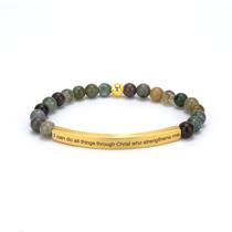 Pulseira cusurlove Inspirational Christian Indian Agate Pulseira cusurlove Inspirational Christian Indian Agate