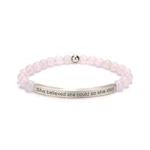 Pulseira cusurlove Inspirational Rose Quartz Banhada a Ouro 18K