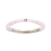 Pulseira cusurlove Inspirational Rose Quartz Banhada a Ouro 18K