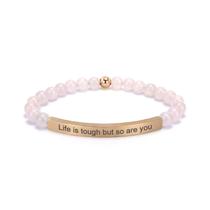 Pulseira cusurlove Inspirational Rose Quartz Banhada a Ouro 18K