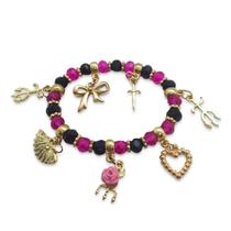 Pulseira da Pomba Gira Menina Rosa e Preto Umbanda Ajustável