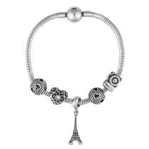 Pulseira de Aço Berloque Love Paris Coleção Steel Dreams