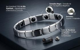 Pulseira de Aço com Elementos Magneticos Ions e Turmalina Pulseira de Aço com Elementos Magneticos Ions e Turmalina