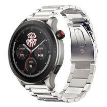 Pulseira de Aço compatível com GTR4 GTR 4 A2166 / GTR3 / GTR 3 Pro / GTR2 / Stratos 2 2s 3 - Prata