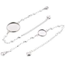 Pulseira De Aço Inoxidável Base Em Branco 2 Peças 12mm-20mm Cabochão Cameo Moldura Configuração