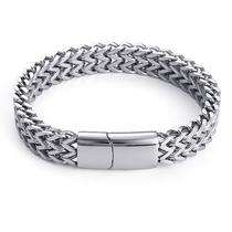 Pulseira de aço inoxidável de duas fileiras Chain Link de 21 cm para homens Pulseira de aço inoxidável de duas fileiras Chain Link de 21 cm para homens