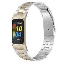 Pulseira de aço inoxidável de reposição Wearlizer Fitbit Charge 5