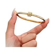 Pulseira De Aço Inoxidável Dourada Com Trevo De Quatro Folhas, Pulseiras Da Sorte Para Mulheres