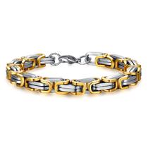 Pulseira de aço inoxidável dourado e prateado de dois tons para homens Pulseira de aço inoxidável dourado e prateado de dois tons para homens