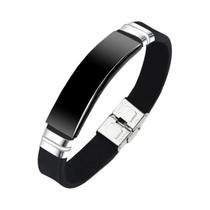 Pulseira de aço inoxidável em branco esporte preto silicone pulseiras ajustáveis para mulheres