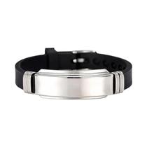 Pulseira de aço inoxidável em branco esporte preto silicone pulseiras ajustáveis para mulheres