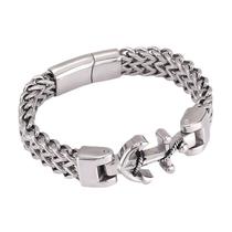 Pulseira de aço inoxidável para homens com design de âncora náutica Pulseira de aço inoxidável para homens com design de âncora náutica