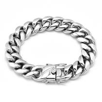 Pulseira de aço inoxidável para homens, corrente cubana pesada 63g