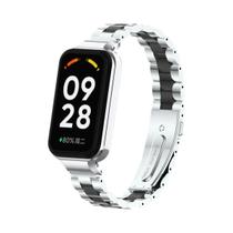 Pulseira De Aço Inoxidável Para Xiaomi Mi Band 8 Active, Bracelete Sólido De Três Elos