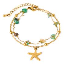 Pulseira de aço inoxidável Starfish de dupla camada para mulheres Pulseira de aço inoxidável Starfish de dupla camada para mulheres