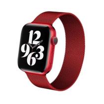 Pulseira de Aço Milanese VERMELHO Smartwatch Compatível com Apple Watch e Iwo 42, 44, 45 e 49mm