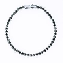 Pulseira de Aço Riviera com Zircônias Negras 19cm