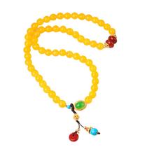 Pulseira de ágata amarela de camada dupla para mulheres com ágata vermelha