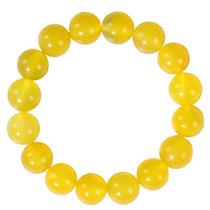Pulseira de ágata com miçangas de 12 mm amarela para homens e mulheres