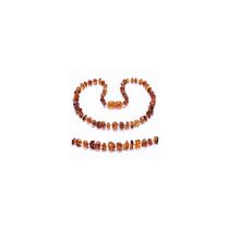 Pulseira de âmbar báltico para bebê de 14 cm - âmbar 100% autêntico