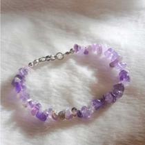 Pulseira de Ametista natural com aço inox pedra verdadeira peça reforçada e não causa alergia