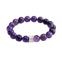 Pulseira de ametista natural de 8 mm com detalhes em cristal para mulheres